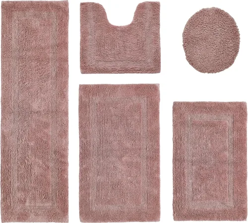 Vista 235 de Better Trends - Juego de 2 alfombras de baño 100% algodón, extra suaves, con borlas, de 17" x 24", alfombra de baño superabsorbente y reversible