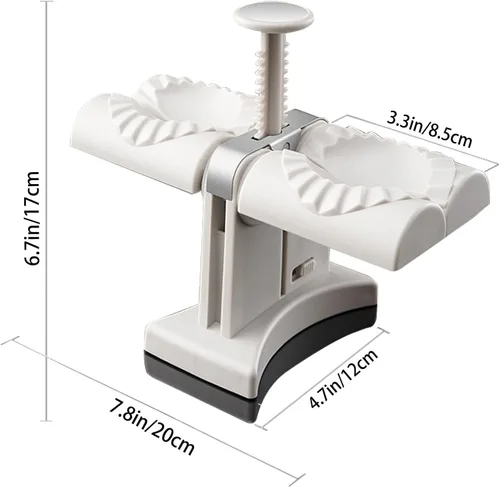 Vista 8 de Molde Automático para Hacer Dumplings de Doble Cabezal para el Hogar, Prensa para Hacer Dumplings con Almohadilla de Amasado, 2 Herramientas