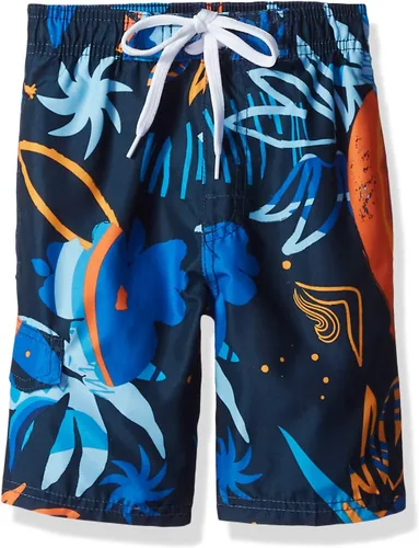 Vista 17 de Kanu Surf Boys' Tahiti Boys Swim Trunks with UPF 50+ Sun Protection-Quick Dry Boys Swimsuit Baja Azul Marino/Verde