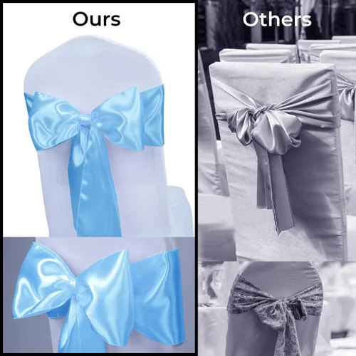 Vista 9 de Babenest Bandas de satén para silla, 50 lazos mejorados para silla, lazos para bodas, banquetes, fiestas, Pascua, Navidad, baby shower, decoración