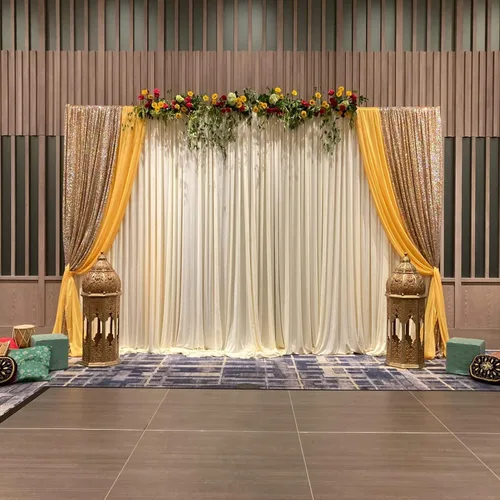 Vista 3 de Soporte de fondo profesional de 20 pies, soporte de fondo portátil dorado, soporte de altura ajustable para fondo de fotografía de eventos, fiestas