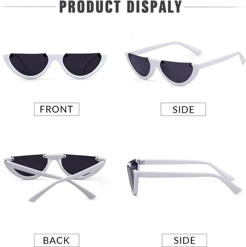 Vista 5 de GIFIORE Gafas de sol semi sin montura vintage retro medio redondas