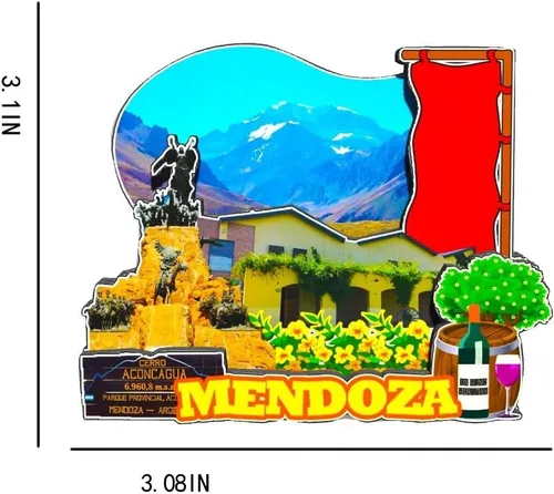 Vista 3 de Argentina Mendoza - Imán de madera para nevera, monumentos 3D, recuerdos coleccionables, decoración hecha a mano -573