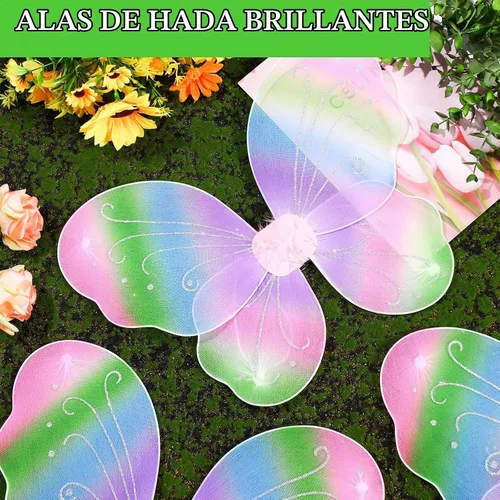 Vista 4 de Chivao Fairy Wings Butterfly Girl Halloween Costume