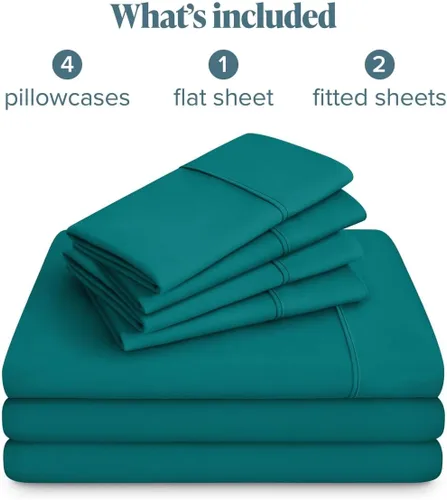 Vista 189 de Bare Home Sheet Set 1800 Ultra-Soft with 2 Pillowcases (Twin XL, Dark Blue)