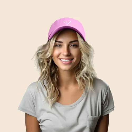 Vista 3 de Gorra de béisbol bordada con corazón dibujado a mano para mujer