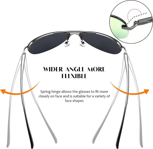 Vista 4 de FEISEDY Gafas de sol polarizadas de aviador para hombres y mujeres, visión nocturna, aviadores, reducen el deslumbramiento, B2294, Sin montura rosa
