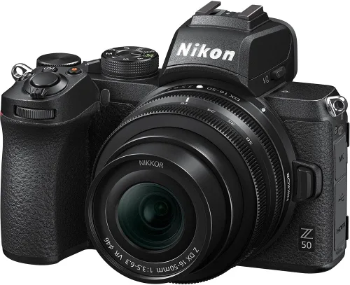 Vista 2 de Nikon Cámara digital sin espejo Z50 con lente de 0.630-1.969 in (1633) + bolsa para cámara + filtro UV de 1.811 in + tarjeta de memoria Extreme PRO