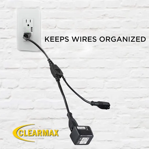 Vista 4 de ClearMax Cable de extensión divisor Y de 3 clavijas, divisor de cable de alimentación 16 AWG, extensor de salida de cable aprobado por UL, 1 pie