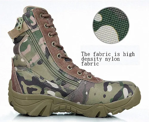Vista 3 de Tebapi Botas tácticas militares para hombre, para mochileros, senderismo, campamento, escalada, senderismo, camuflaje, botas de tobillo, zapatos