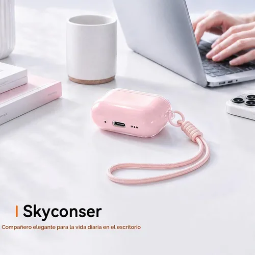 Vista 8 de Funda para AirPods Pro 2ª/1ª con cordón y kit de limpieza, rosa C-rosa