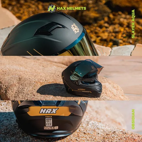Vista 6 de HAX Force - Casco de cara completa aerodinámico para motos y e-bikes certificado DOT y ECE - Visor doble mejorado, talla adulto, listo para Pinlock