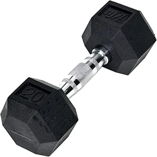 Vista 15 de JFIT Rubber Hex Dumbbell Single, Knurled Grip Free Weight for Men & Women, Strength & Cardio Training Home Gym Workout