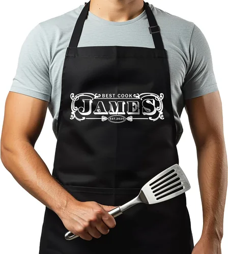 Vista 4 de Delantales personalizados para parrilla para hombres, regalos para hombre para el día del padre, delantales de chef a la parrilla de barbacoa