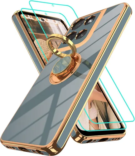Vista 303 de Funda para Motorola Moto G 5G 2024: Funda Moto G Play 5G 2024 con 2 piezas de protectores de pantalla, soporte de anillo de rotación de 360°
