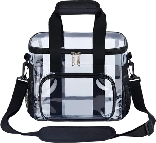 Vista 7 de Lonchera transparente con 10 compartimentos con correa ajustable para mujeres/hombres, caja de almuerzo transparente reutilizable/bolsa de mano