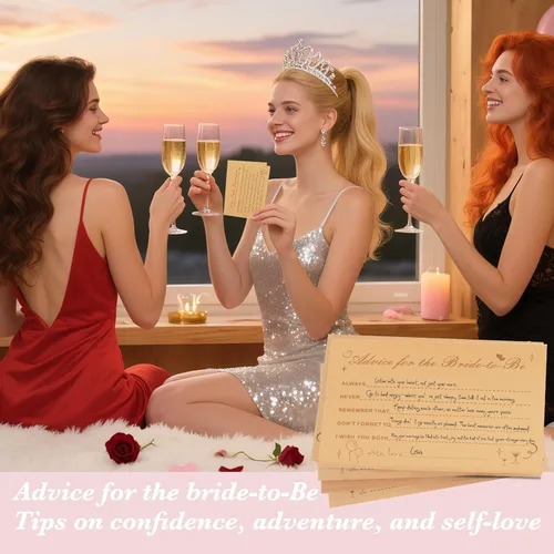 Vista 5 de Consejos y deseos para la futura novia, tarjetas de consejos de boda para decoraciones de despedida de soltera, juegos de despedida de soltera, caja
