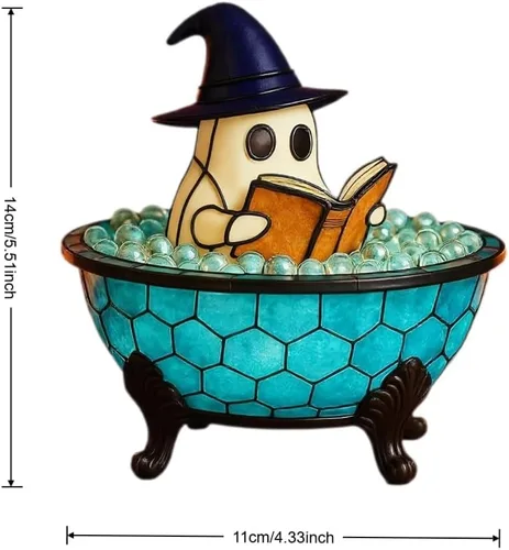 Vista 4 de Lámpara de baño de burbujas fantasma de Halloween, bonita luz nocturna LED espeluznante para decoración de baño, luces de bañera para niños, idea