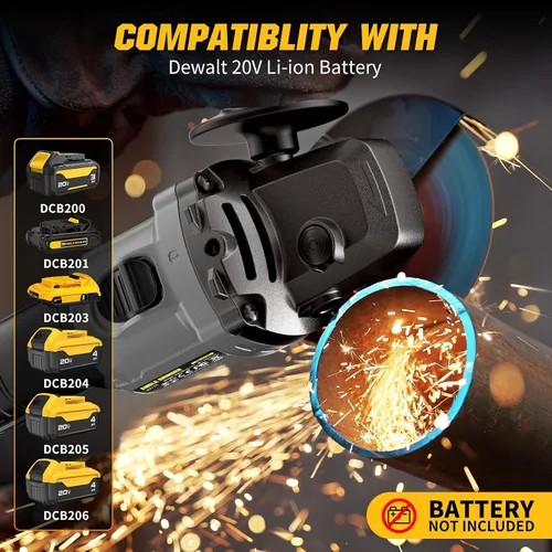 Vista 3 de VERVEWAVE Amoladora angular de 4-1/2 pulgadas inalámbrica compatible con batería DEWALT de 20 V máximo, herramienta de amoladora eléctrica sin