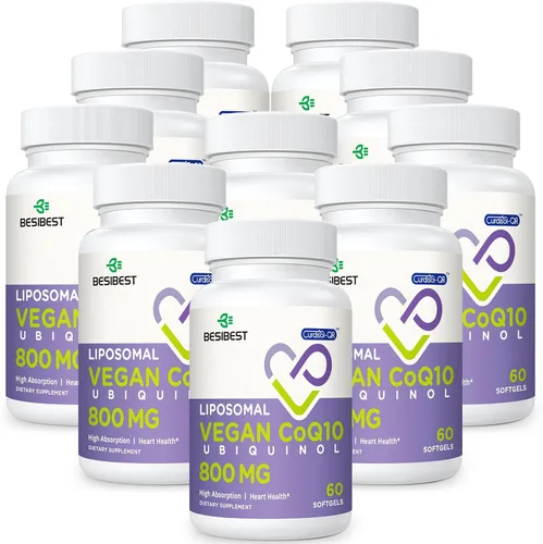 Vista 8 de Liposomal Ubiquinol CoQ10 800 MG de cápsulas blandas, suplemento de ubiquinol CoQ10 de alta absorción, coenzima Q10 activa de 800 mg, potente