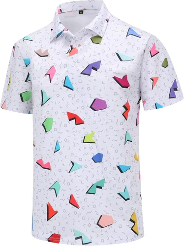 Vista 43 de Camisas de golf para hombre, Dry Fit, camisa de golf de manga corta, divertidas camisas polo de golf