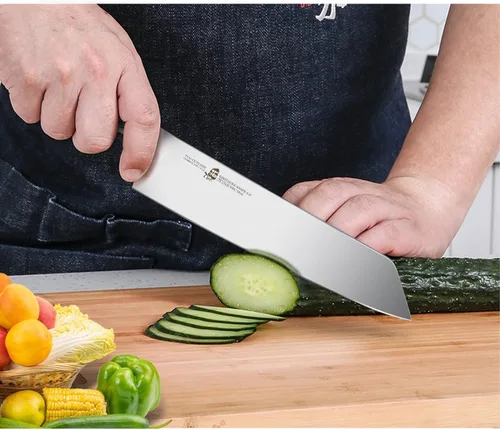 Vista 3 de TUO Kirisuke Cuchillo de cocina de 8.5 pulgadas, cuchillo de cocina ultra afilado, acero inoxidable alemán de alto carbono, mango ergonómico