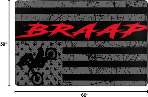 Vista 2 de Alfombra antideslizante de motocross con bandera estadounidense, 60 x 39 pulgadas, ultra suave, mullida para exteriores/interiores, alfombra grande