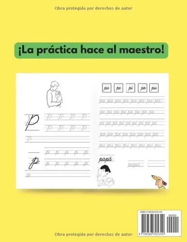 Vista 2 de Caligrafía En Cursiva Inicial Libro para aprender a repasar y a escribir letras, palabras y oraciones cuaderno de trabajo para afianzar la lectura