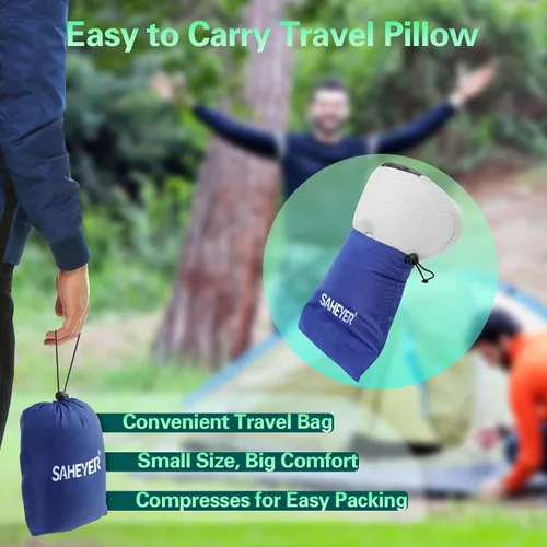 Vista 6 de Almohada de viaje para dormir, almohadas ergonómicas de apoyo cervical para el cuello, almohada de viaje de espuma viscoelástica ligera para Negro