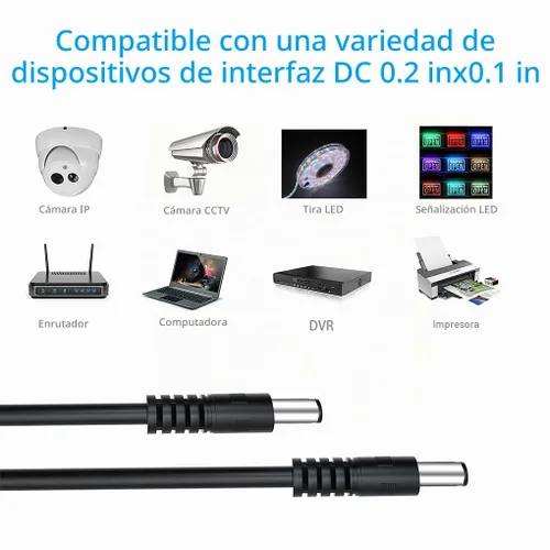 Vista 4 de Paquete de 2 cables de alimentación de CC macho a macho, cable de extensión de CC de 0.217 in x 0.083 in, cable de extensión de alimentación de 12 V