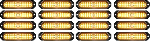 Vista 15 de ASPL 8 luces estroboscópicas intermitentes de montaje en superficie ultra delgadas de 12 LED para camión, automóvil, vehículo, LED, mini rejilla