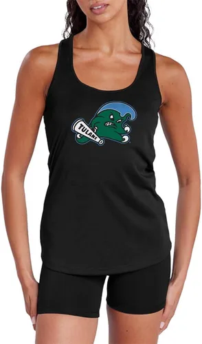 Vista 432 de Camiseta deportiva sin mangas oficial de NCAA Collegiate para mujer, con espalda cruzada, colección con logotipo primario