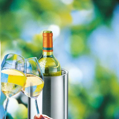 Vista 3 de Isosteel VA-9568 – cubeta de hielo para vino, acero inoxidable 18/8, con doble pared, superficie mate cepillado – sin BPA.