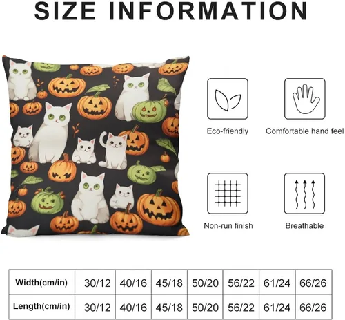 Vista 3 de Fundas de almohada frescas de 12 x 12 pulgadas, fundas de almohada de gatos y calabazas, decoración de habitación, funda de cojín de feliz Halloween