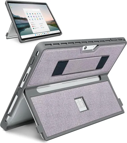 Vista 9 de Funda para Microsoft Surface Pro 11/10/9/8 de 13 pulgadas, con cubierta de soporte, correa de mano, funda resistente todo en uno compatible con Negro