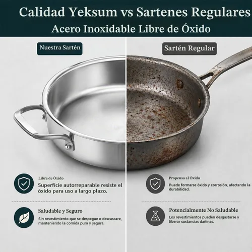Vista 5 de Yeksum Sartén de acero inoxidable de tres capas, 7 cuartos de galón, sartén de 12 pulgadas de profundidad con tapas, sartén grande de 3 capas