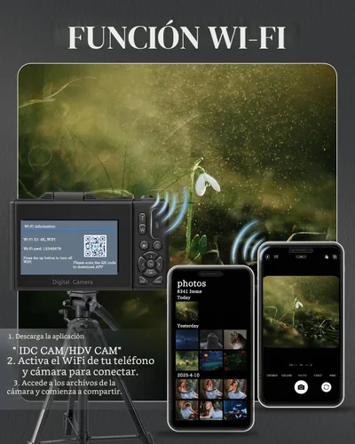 Vista 4 de Cámara digital 4K para principiantes y adolescentes, cámara de enfoque automático para vlogging con pantalla abatible de 180°, zoom 18X, cámara