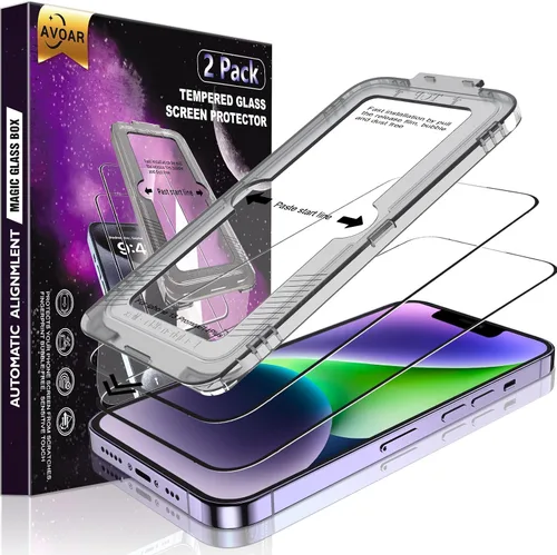 Vista 7 de Paquete de 2 protectores de pantalla de privacidad para iPhone 13 Pro Max /14 Plus [kit de alineación automática] vidrio templado, protección