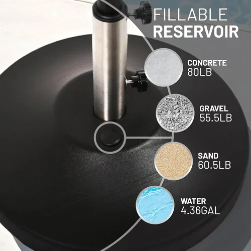 Vista 3 de US Weight Base de paraguas de pie libre rellenable Negro