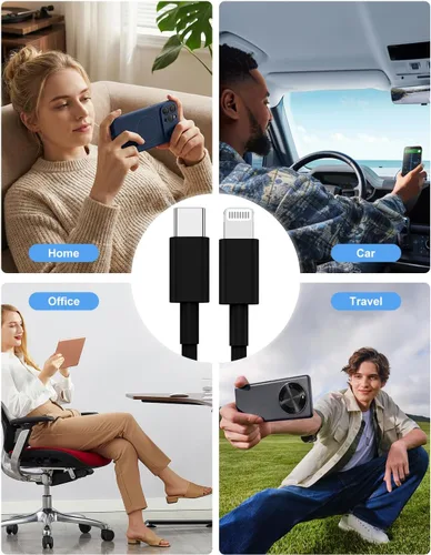 Vista 9 de Paquete de 2 cables USB C a Lightning de 6/10 pies [certificado Apple MFi], cable USB tipo C a Lightning, cable de carga rápida USBC para iPhone