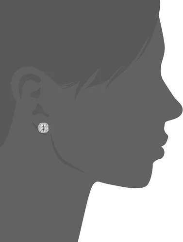 Vista 4 de Tienda Essentials Aretes de plata de ley chapados en platino o oro con circonita cúbica de elementos infinitos de corte Asscher