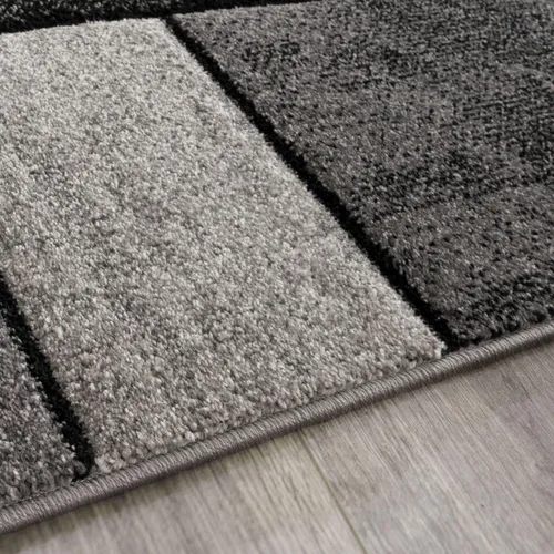 Vista 3 de Paco Home Alfombra de área con patrón geométrico moderno en gris y blanco, tamaño: 2' x 3'7