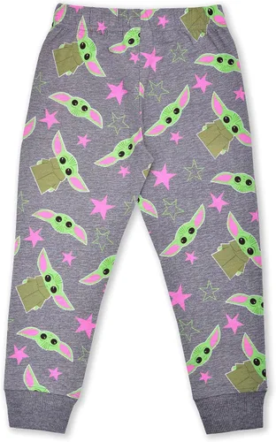 Vista 5 de STAR WARS Baby Yoda - Conjunto de camisa de manga larga y pantalones deportivos para niñas pequeñas y pequeñas, color rosagris