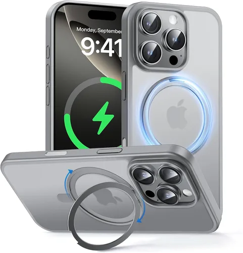 Vista 8 de MAGIC JOHN Soporte Magnético Invisible Giratorio 360° para Funda de iPhone 14 Pro [Agarre Antideslizante] [Compatible con MagSafe] 16 Pies