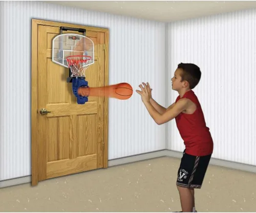 Vista 4 de Franklin Sports Mini Aro de Baloncesto con Reboteador y Pelota - Aro de Baloncesto Para Sobre la Puerta Con Reboteador Automático de Pelota - Juego