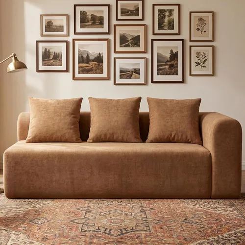 Vista 21 de Claiks Sofá modular deshuesado de 123 pulgadas, sofá en forma de L para sala de estar, sofá moderno de asiento profundo de 3 plazas, tela de Gris
