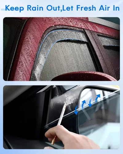 Vista 3 de Deflector de ventana lateral, viseras de humo oscuro, protectores de lluvia, 4 piezas para Dodge 2002-2008 para Ram 1500 Fit for 2002-2008 for