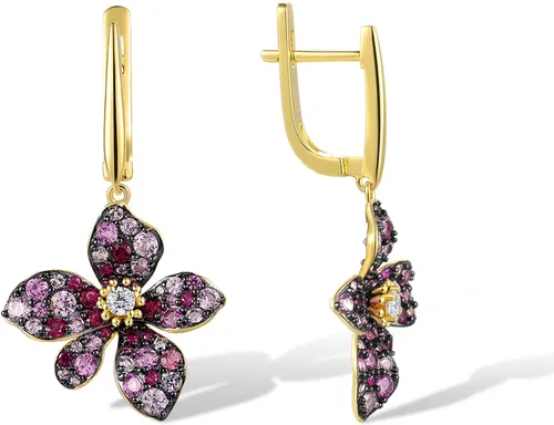 Vista 2 de Santuzza Aretes de plata de ley con piedras preciosas para mujer
