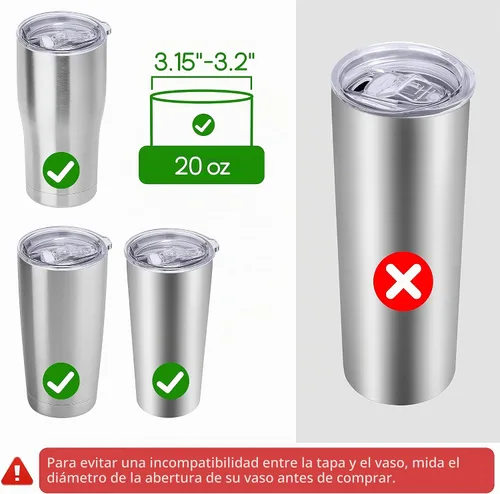 Vista 4 de Tapas de vaso de 20 onzas, 2 tapas de repuesto compatibles con YETI de acero inoxidable de 20 onzas, taza de café, tapas a prueba de derrames, se