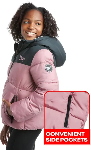 Vista 4 de Reebok Chaqueta de invierno para niñas Chaqueta de esquí acolchada pesada con forro polar para niñas (4-16)